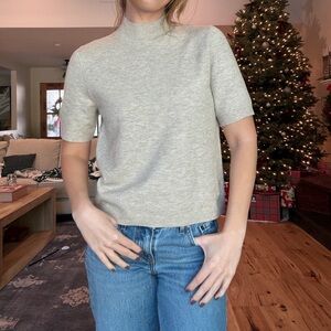 Beige Turleneck Short Sleeve Top